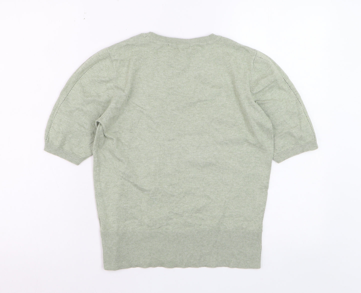 Oasis Women Green Short Sleeve Crew Neck Knit Jumper Size S