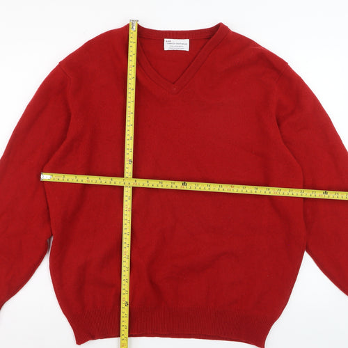 Hawick Knitwear Men's Red V-Neck Lambswool Jumper XL