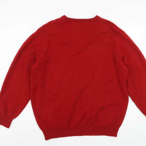 Hawick Knitwear Men's Red V-Neck Lambswool Jumper XL