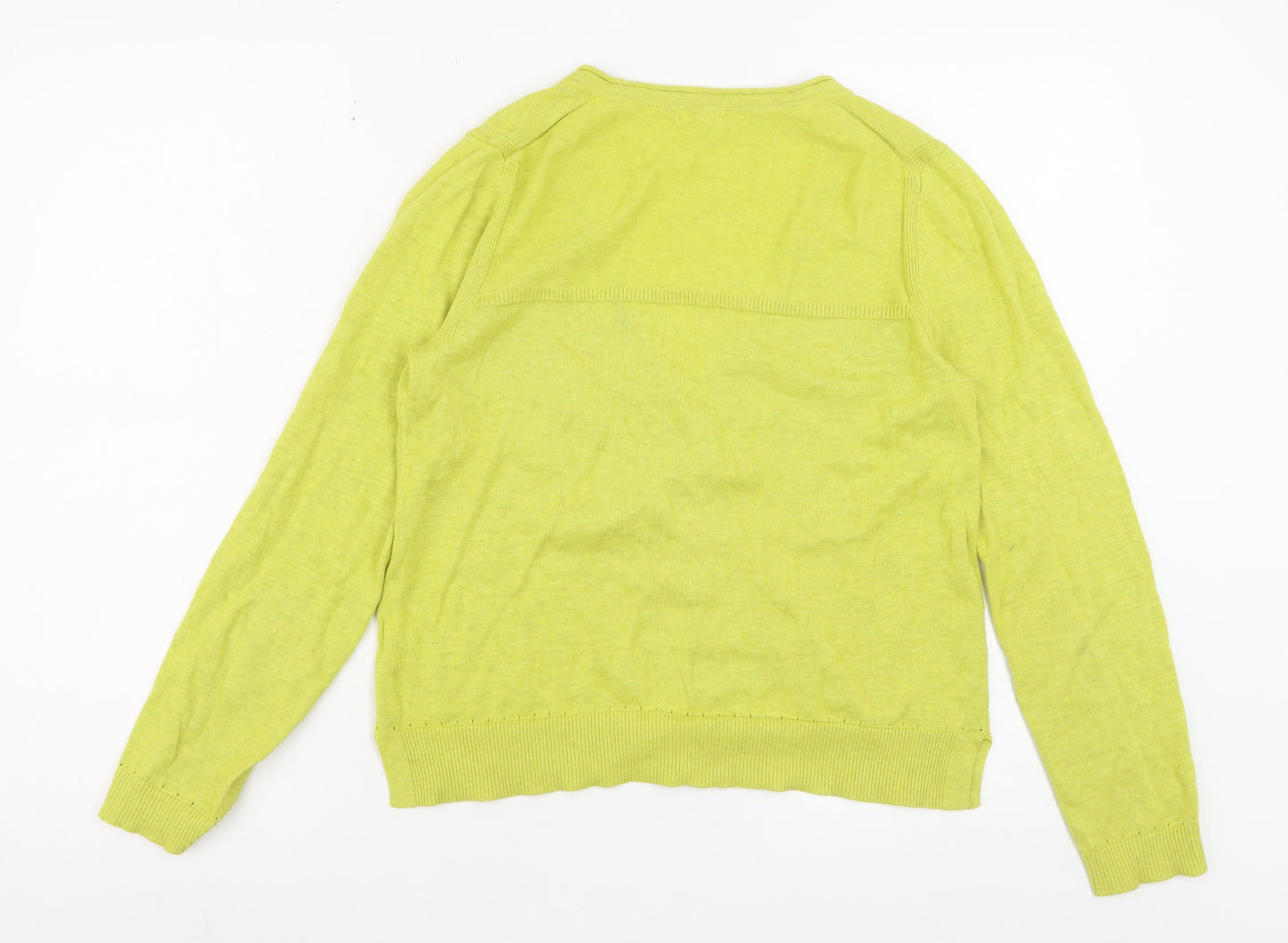 White Stuff Women Green Cotton V-Neck Cardigan UK 10