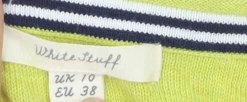 White Stuff Women Green Cotton V-Neck Cardigan UK 10