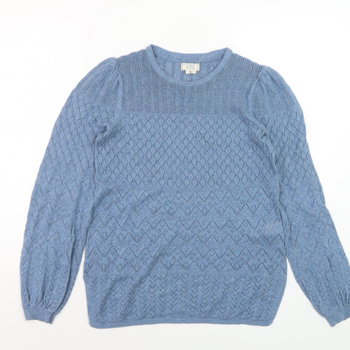 Fat Face Women Blue Size 8 Knit Long Sleeve Cotton Jumper