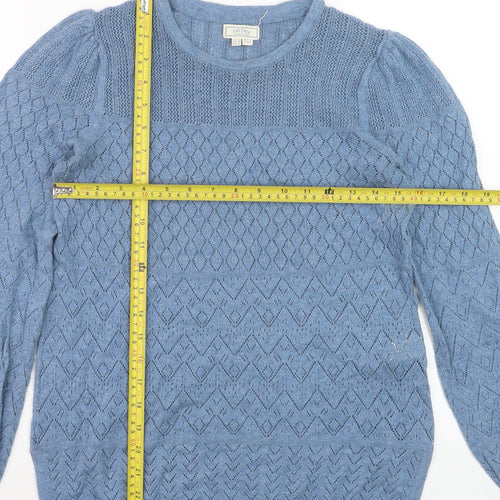 Fat Face Women Blue Size 8 Knit Long Sleeve Cotton Jumper