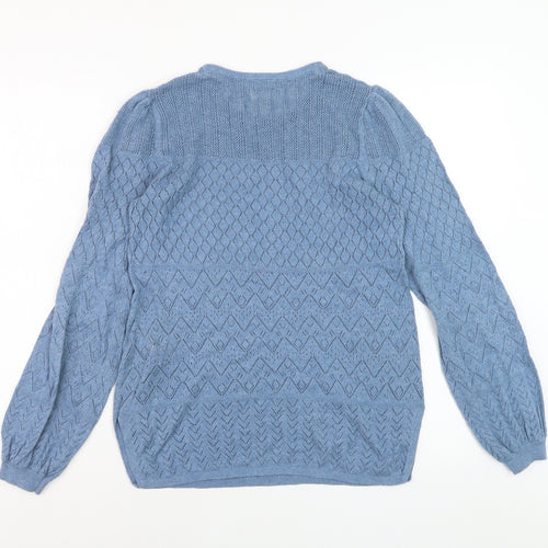 Fat Face Women Blue Size 8 Knit Long Sleeve Cotton Jumper