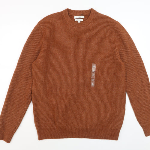 Marks and Spencer Men’s Brown Ribbed Crew Neck Pullover Jumper L