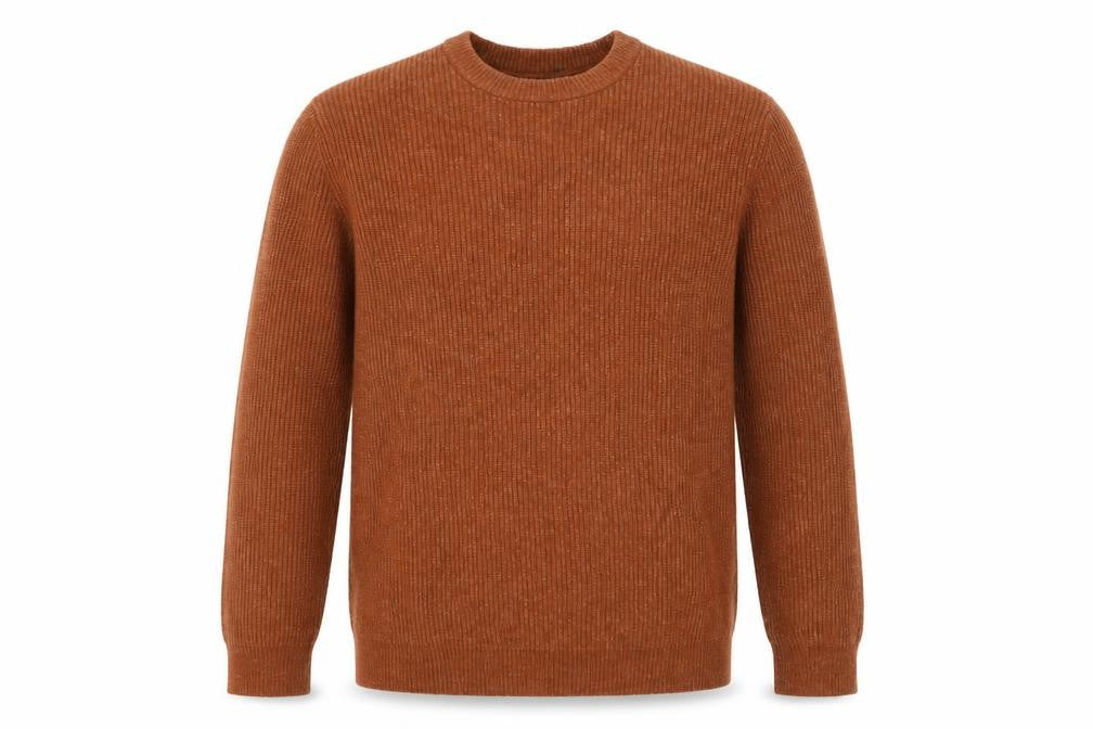 Front view of Marks & Spencer Men’s Brown Ribbed Crew Neck jumper L