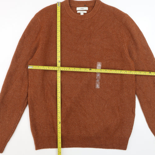Marks and Spencer Men’s Brown Ribbed Crew Neck Pullover Jumper L
