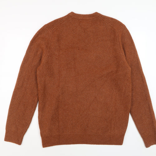 Marks and Spencer Men’s Brown Ribbed Crew Neck Pullover Jumper L