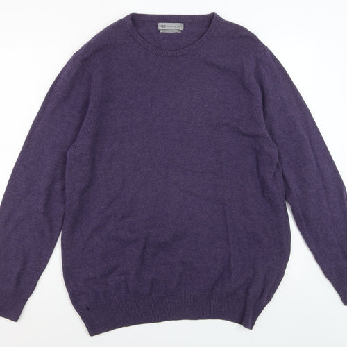 Marks and Spencer Men's Purple XL Lambswool Crew Neck Jumper