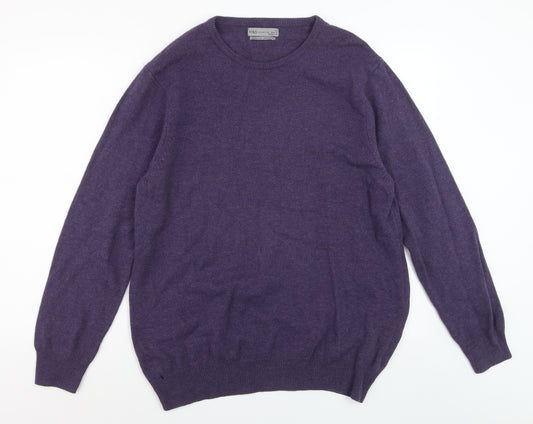 Marks and Spencer Men's Purple XL Lambswool Crew Neck Jumper