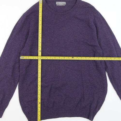Marks and Spencer Men's Purple XL Lambswool Crew Neck Jumper