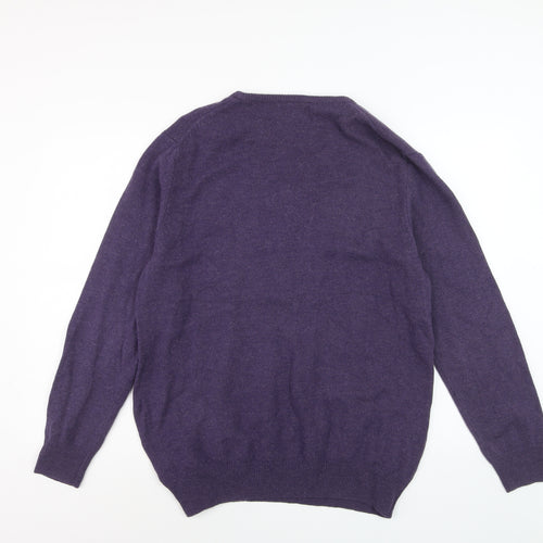 Marks and Spencer Men's Purple XL Lambswool Crew Neck Jumper