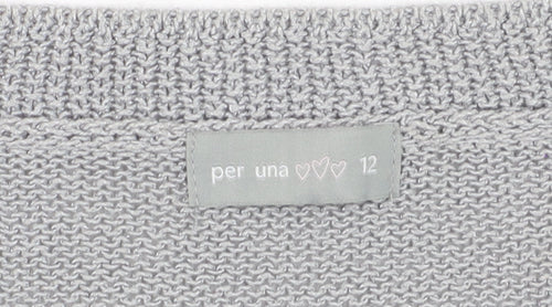 Marks and Spencer Per Una Women's Grey Size 12 Cardigan Jumper