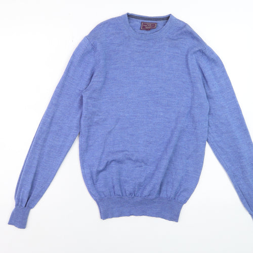 John Lewis Men's Blue Merino Wool Crew Neck Jumper Size S