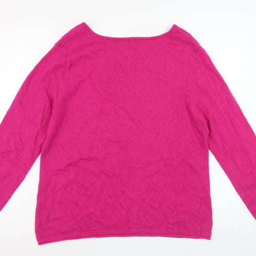 Laura Ashley Women’s Pink Henley Wool Cashmere Knit Jumper Size 18