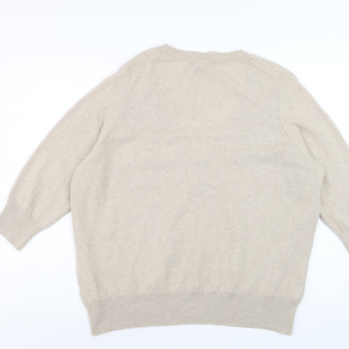 Marks and Spencer Women Beige 100% Cashmere V-Neck Jumper Size 22