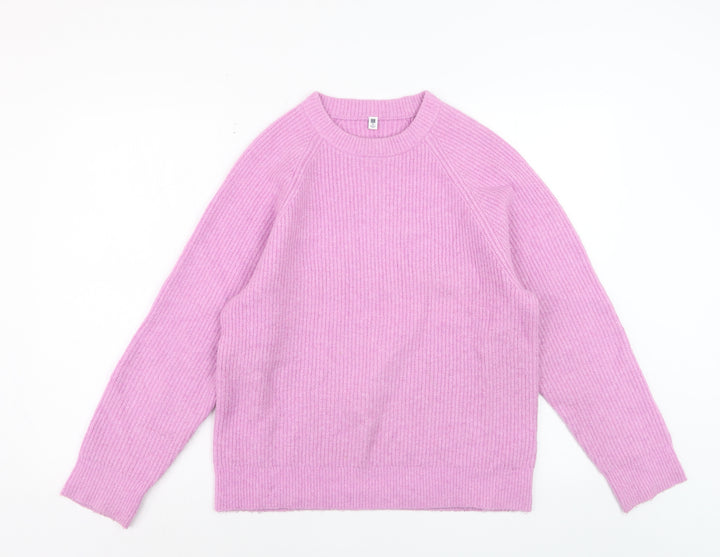UNIQLO Girls Pink Acrylic Blend Crew Neck Pullover Jumper Size 13 Years