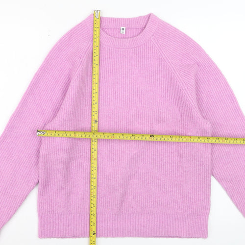 UNIQLO Girls Pink Acrylic Blend Crew Neck Pullover Jumper Size 13 Years