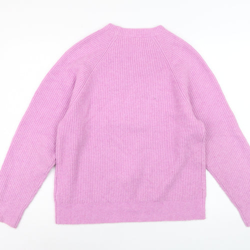 UNIQLO Girls Pink Acrylic Blend Crew Neck Pullover Jumper Size 13 Years