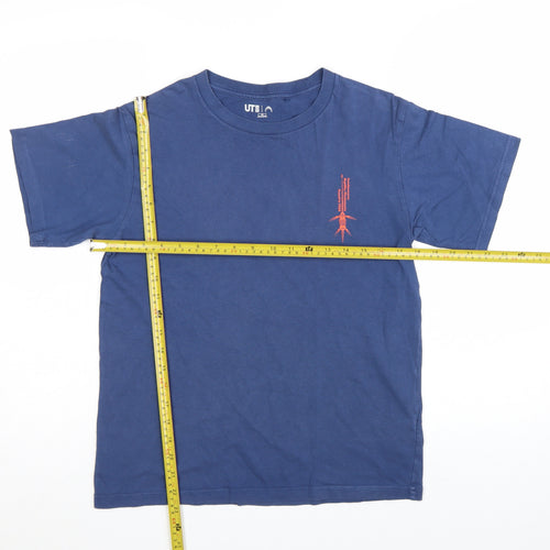 Uniqlo Boys Blue Graphic Futabasaurus T-Shirt 13-14 Years Cotton Casual