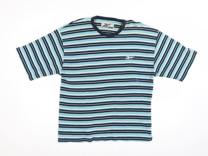 Reebok Women's Blue Striped Short Sleeve T-Shirt Size 16