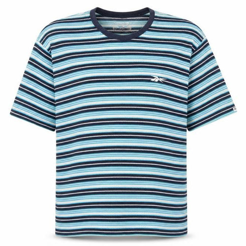 Reebok Women's Blue Striped Short Sleeve T-Shirt Size 16