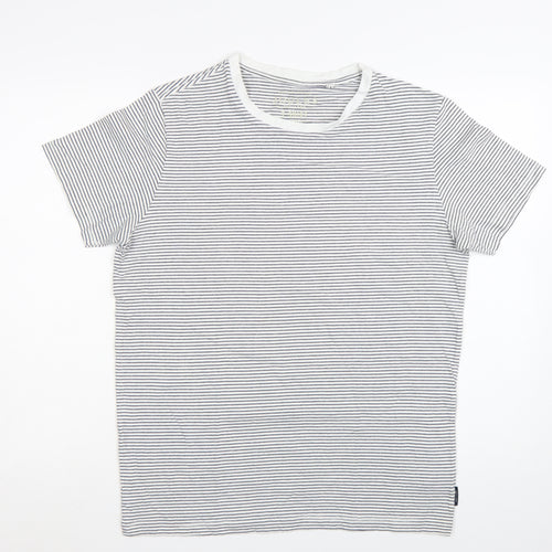Joules Men’s White Striped Cotton Crew Neck T-Shirt Size L
