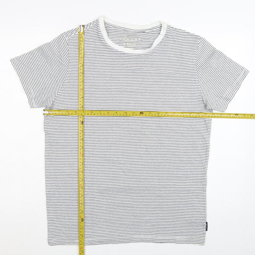Joules Men’s White Striped Cotton Crew Neck T-Shirt Size L