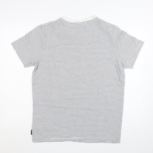 Joules Men’s White Striped Cotton Crew Neck T-Shirt Size L