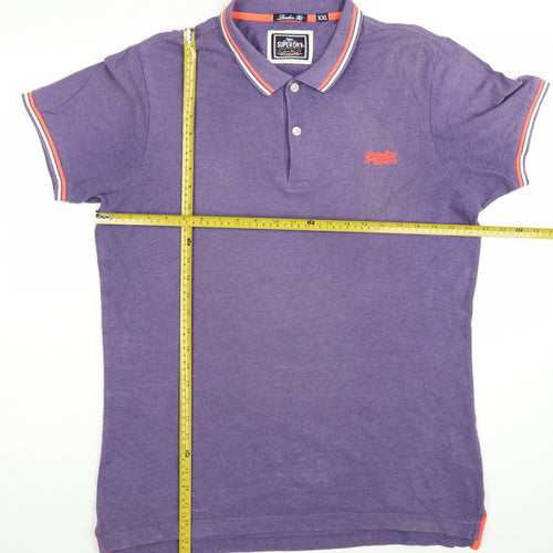 Superdry Men’s Purple 2XL London Fit Cotton Short Sleeve Polo Shirt
