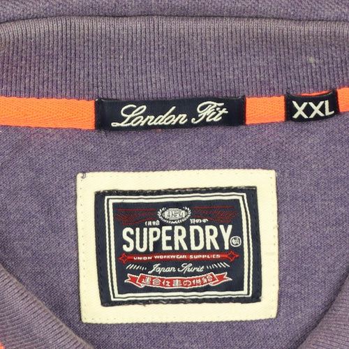 Superdry Men’s Purple 2XL London Fit Cotton Short Sleeve Polo Shirt