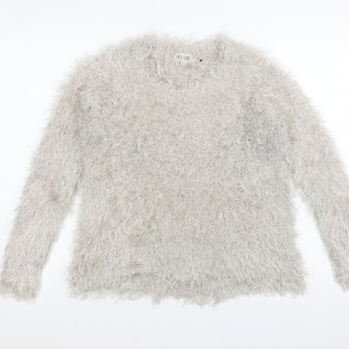 New Look Women's Beige Fuzzy Knit Long Sleeve Pullover Jumper L