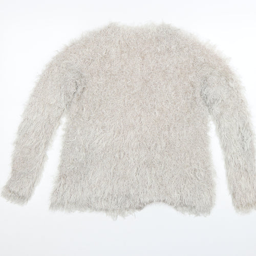 New Look Women's Beige Fuzzy Knit Long Sleeve Pullover Jumper L
