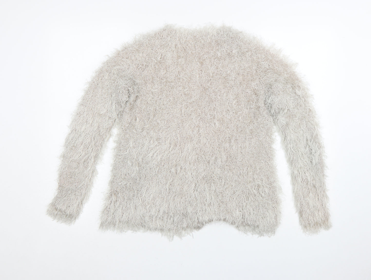 New Look Women's Beige Fuzzy Knit Long Sleeve Pullover Jumper L