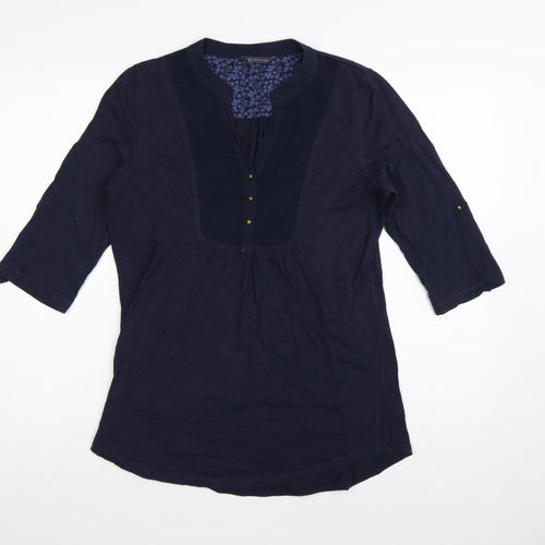Marks and Spencer Women's Blue 3/4 Sleeve Cotton Tunic Blouse UK 12