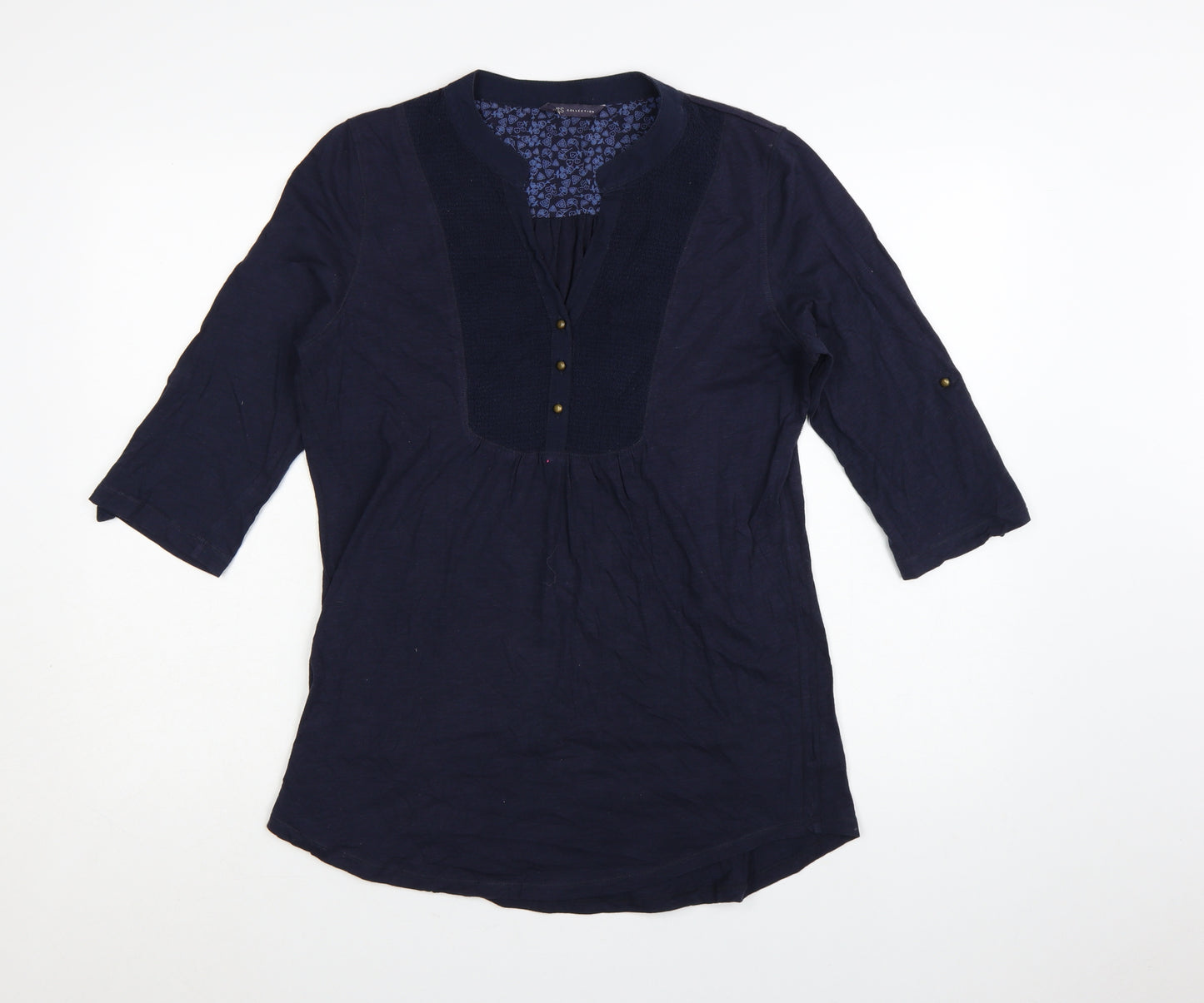 Marks and Spencer Women's Blue 3/4 Sleeve Cotton Tunic Blouse UK 12