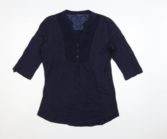 Marks and Spencer Women's Blue 3/4 Sleeve Cotton Tunic Blouse UK 12