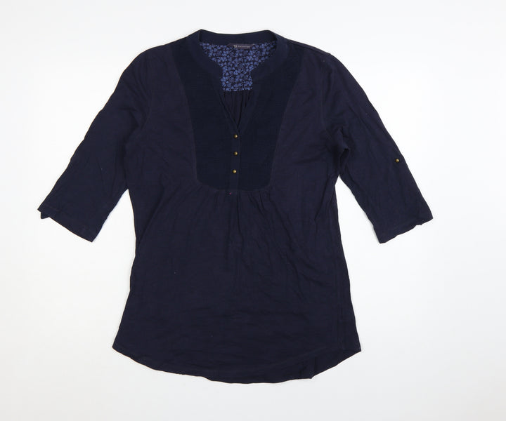 Marks and Spencer Women's Blue 3/4 Sleeve Cotton Tunic Blouse UK 12