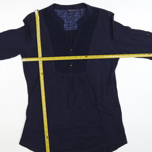 Marks and Spencer Women's Blue 3/4 Sleeve Cotton Tunic Blouse UK 12
