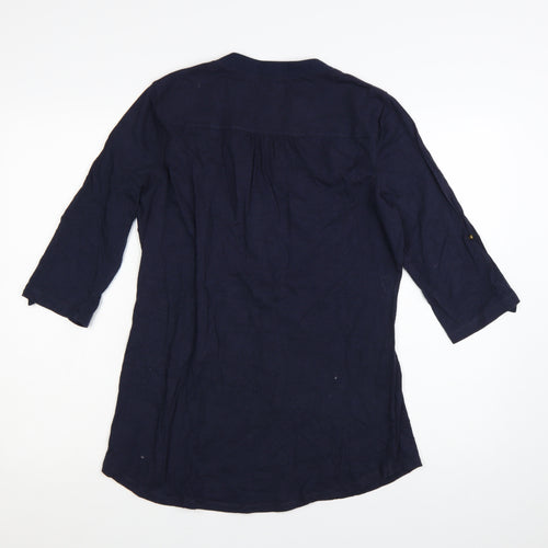 Marks and Spencer Women's Blue 3/4 Sleeve Cotton Tunic Blouse UK 12
