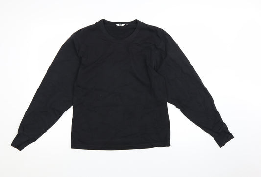 Uniqlo Women Black Long Sleeve Cotton Crew Neck Basic T-Shirt Size S