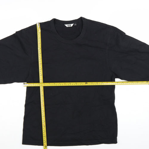 Uniqlo Women Black Long Sleeve Cotton Crew Neck Basic T-Shirt Size S