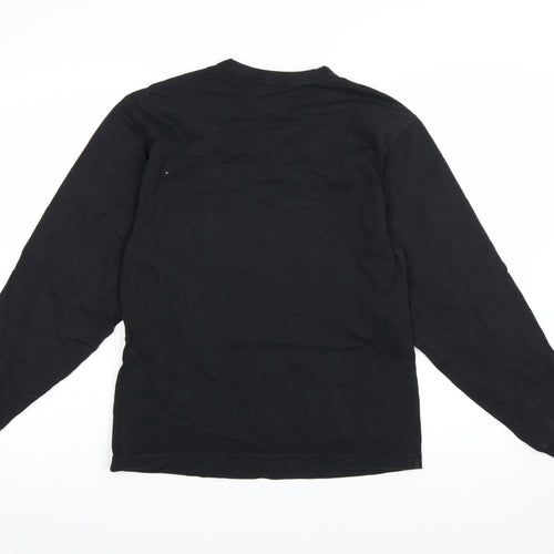 Uniqlo Women Black Long Sleeve Cotton Crew Neck Basic T-Shirt Size S