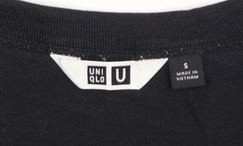 Uniqlo Women Black Long Sleeve Cotton Crew Neck Basic T-Shirt Size S