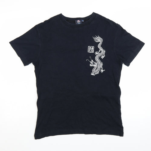 Enjoy Hong Kong Men's Black Dragon Graphic Cotton T-Shirt M