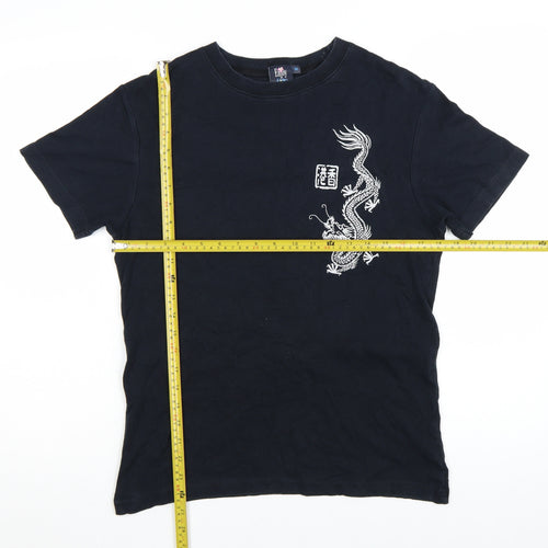 Enjoy Hong Kong Men's Black Dragon Graphic Cotton T-Shirt M
