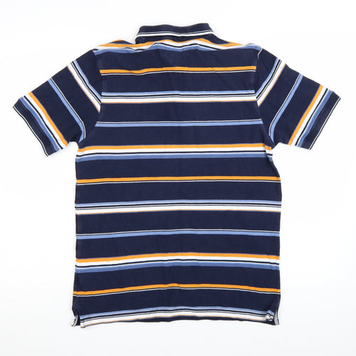 Lincoln Men's Blue Striped Cotton Polo Shirt Size M