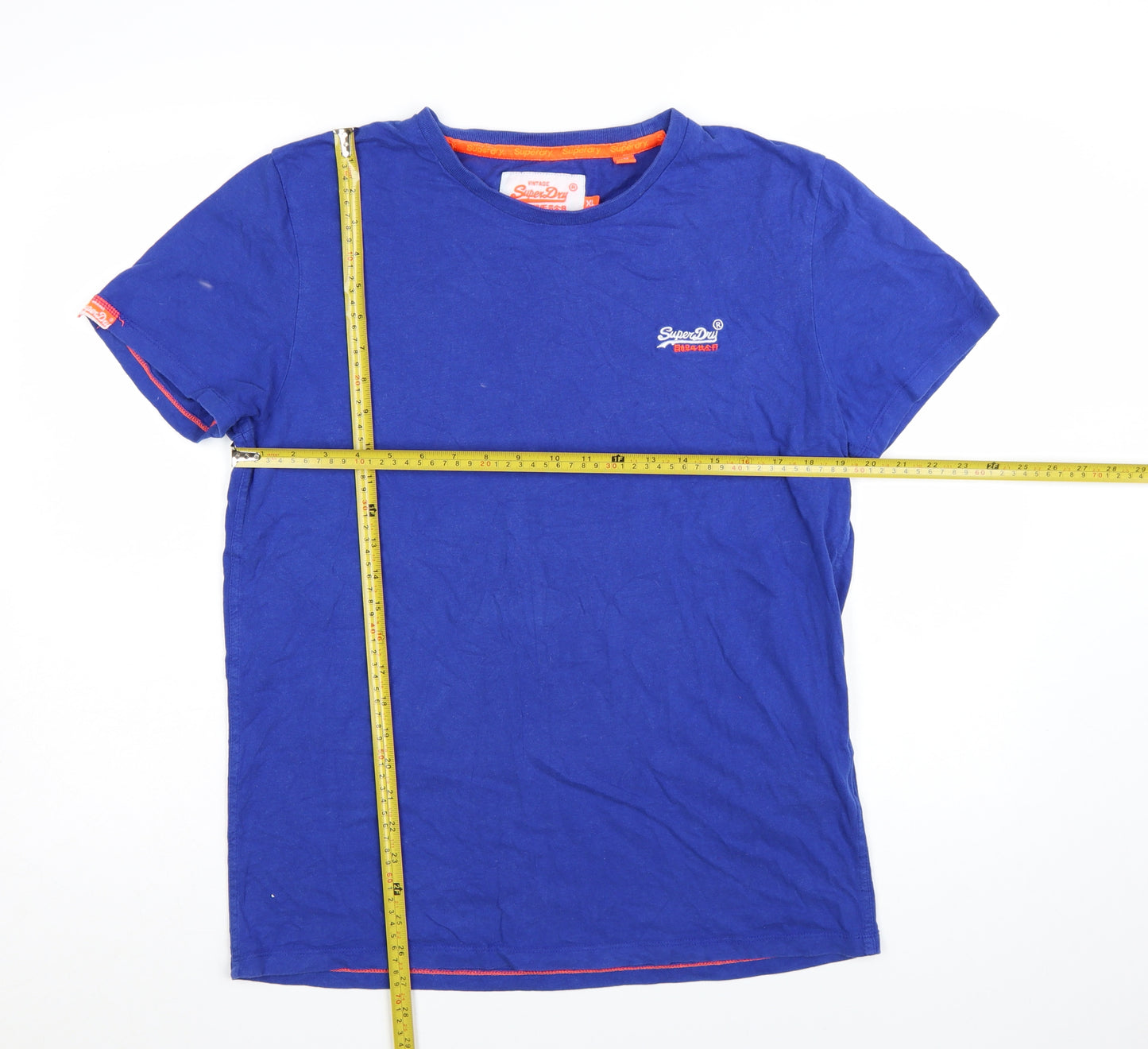 Superdry Men's Blue XL Vintage Orange Label Cotton T-Shirt