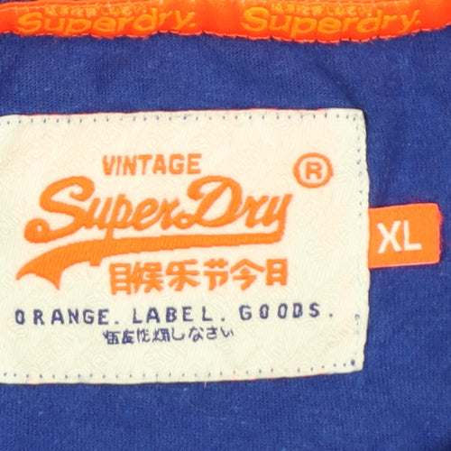 Superdry Men's Blue XL Vintage Orange Label Cotton T-Shirt