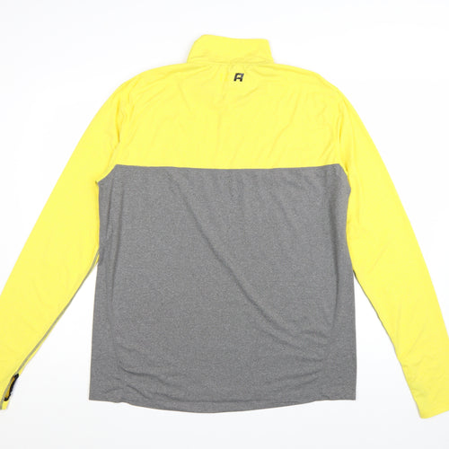 TCA Men’s Yellow Grey 1/4 Zip Long Sleeve Running Top Size L